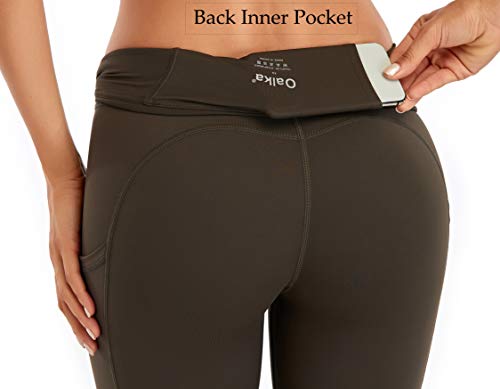 Women's Dark Olive Yoga Shorts with Side Pockets - Medium