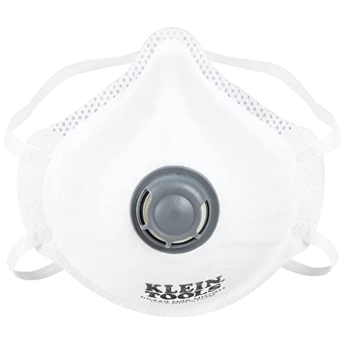 Klein Tools 604403 Respirator Mask, N95 Particulate Disposable Valved Respirator, NIOSH approved for Woodworking and Construction, 3-Pack