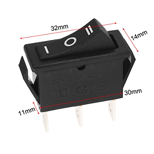 3 Position Boat Rocker Switch - On/Off/On, 20A/125V, 22A/250V