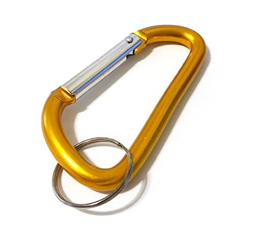 5pc 3-Inch Aluminum D-Shape Carabiner Keychain Clip Set - Durable Snap Hook