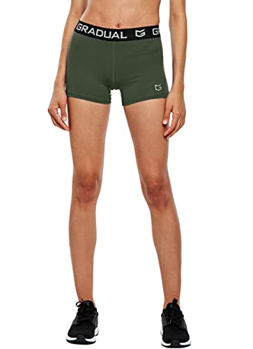 Women's Compression Volleyball Shorts - 3"/7" - Medium Olive Green