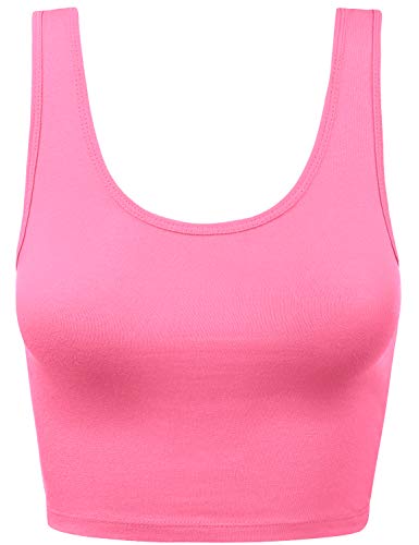 Women's Sleeveless Racerback Crop Tank Top - Small, Candy Pink