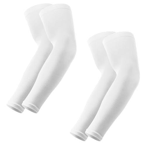 Arm Sleeves - UV Protection Compression - 2 Pairs: White