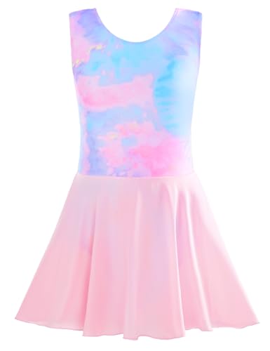 Girls Tie Dye Ballet Leotard Dress with Skirt - 6-7 Years