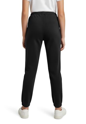 Girls' Fleece Jogger Pants - 2 Pack Black & Heather Grey, 2-3T