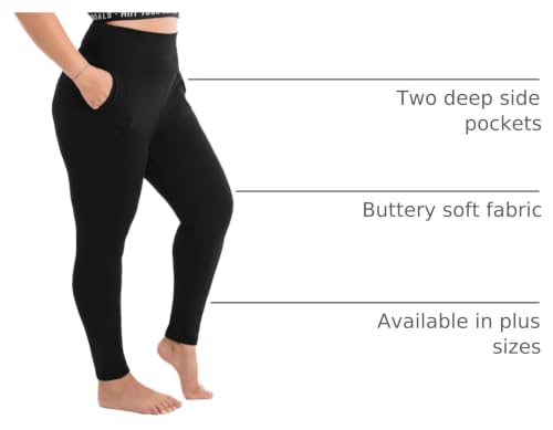 Plus Size Leggings with Pockets for Women - Black 3X-Large