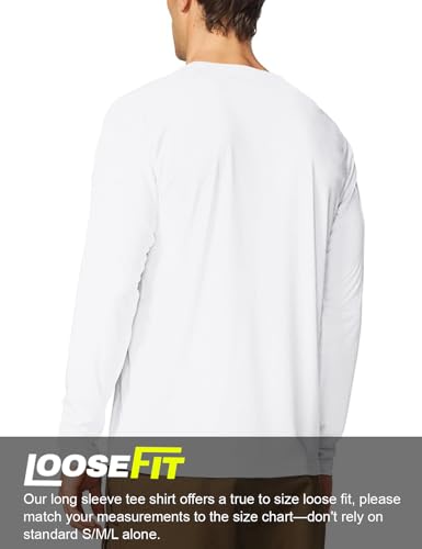 UPF 50+ Long Sleeve Sun Protection Shirt for Men - Large, White