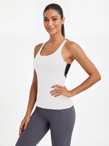 Open Back Tank Top with Built-in Bra - X-Large White