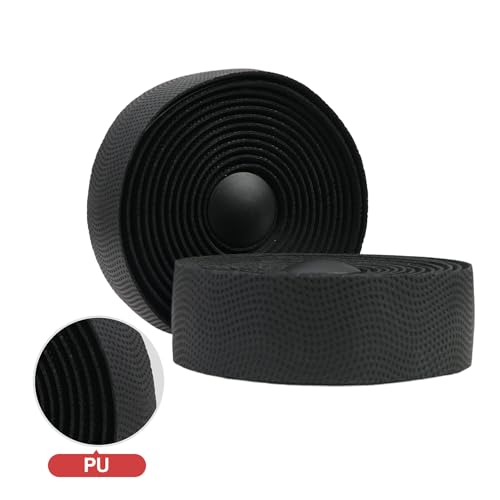 Black PU Bike Handlebar Tape with Anti-Slip Grip & Shock Absorption for Road & Gravel Bikes