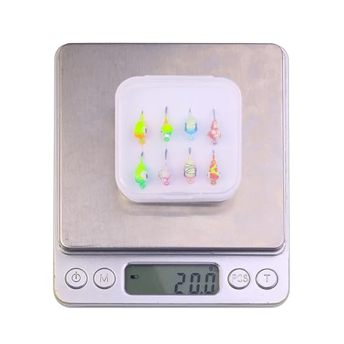 Ice Fishing Jigs Kit - 8 Piece Glow-in-the-Dark Lure Set
