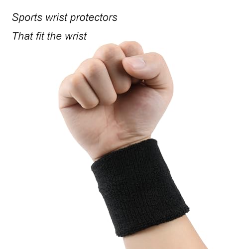 6-Pack Athletic Sweatbands for Men and Women - Breathable Cotton Wristbands