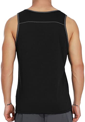 Men's Quick Dry Tank Top UPF 50+ Workout Shirt Large Black - Gym & Running