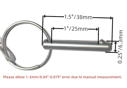 316 Stainless Steel Bimini Top Ball Pin Latch Safety Pin with Lanyard & Screws Φ1/4" x 1.5" (4Pcs)