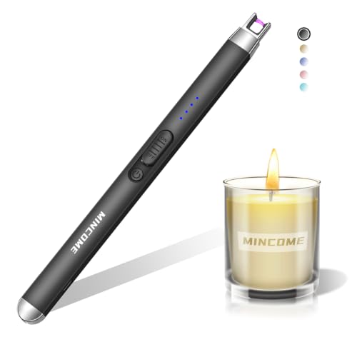 MINCOME Black Rechargeable USB Plasma Arc Candle Lighter Windproof Flameless Safety Lock