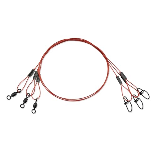 Stainless Steel Fishing Wire Leaders - Blood Red, 12 Inch, 3 Piece Set