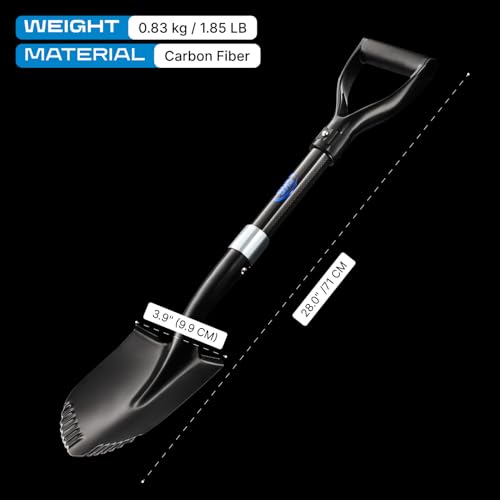 Black CKG 28-Inch Lightweight Carbon Fiber Camping Shovel with D Handle