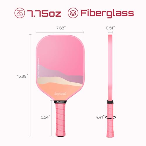 Joysent Pink Pickleball Paddles (Set of 2) Lightweight USAPA-Approved Fiberglass Rackets