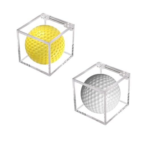 2 PCS UV Protected Golf Ball Display Case - Clear Acrylic Cube