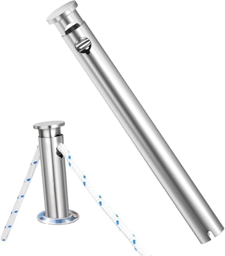 FUCNEN 304 Stainless Steel Boat Fender Holder - Adjustable Flush Mount Rod Insert, 15° Cleat for Pontoon/Yacht Docking (1 Pack Fender Pole Insert)