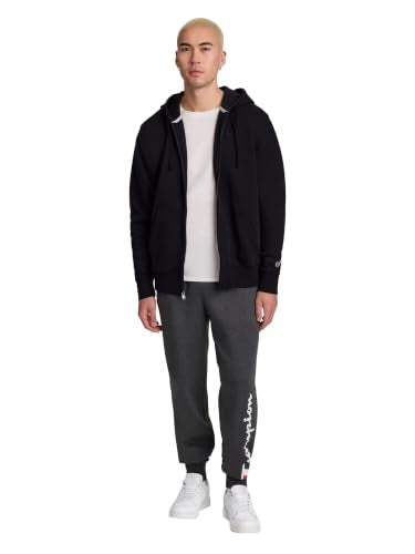 Men's Zip-Up Hoodie - Comfortable Fleece Sweatshirt - Medium/Black
