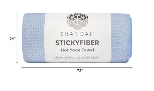 Yoga Towel - Mat-Sized Microfiber, Super Absorbent, Anti-Slip, 24" x 72" - Blue