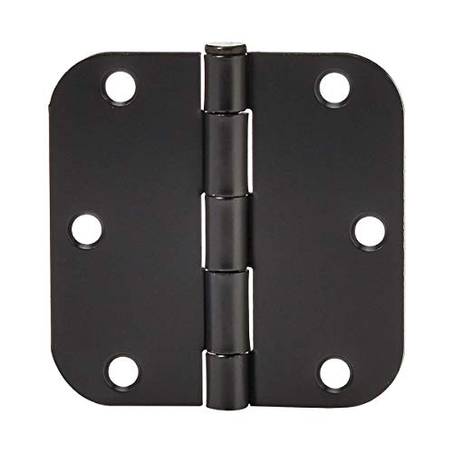 Amazon Basics Matte Black 3.5 x 3.5 Inch Door Hinges, 18-Pack with Screws