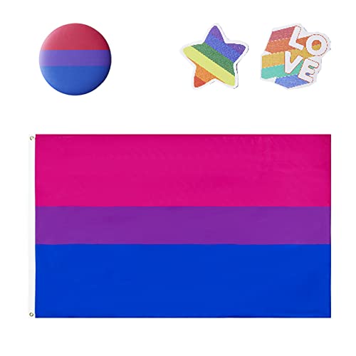 Bisexual Pride Flag 3x5 Ft - Durable Polyester with Pin and Stickers