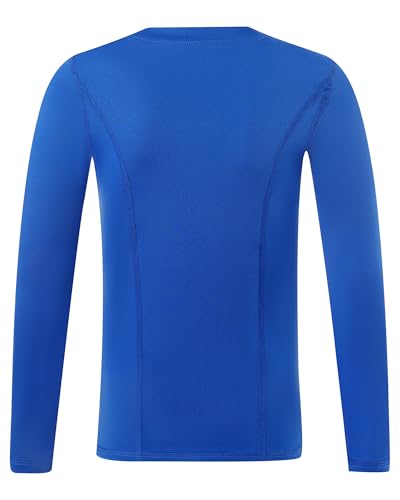 Youth Compression Shirt - Boys Long Sleeve Base Layer Top - Royal Blue / Small