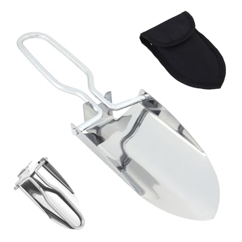 Folding Camping Shovel - Stainless Steel Outdoor Tool - Silver