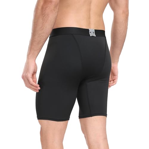 Compression Shorts for Men - Athletic Performance Baselayer - Black, Medium