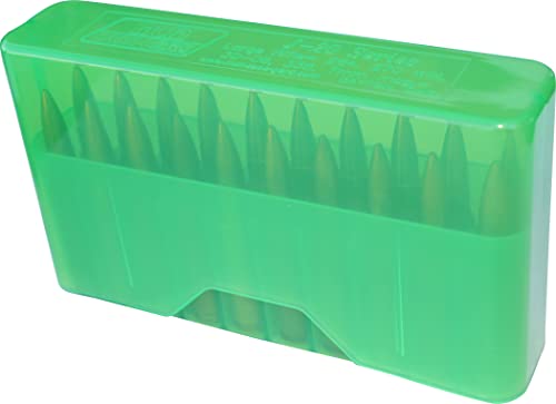 20-Round Rifle Ammo Box, Slip-Top Polypropylene Case - Clear Green