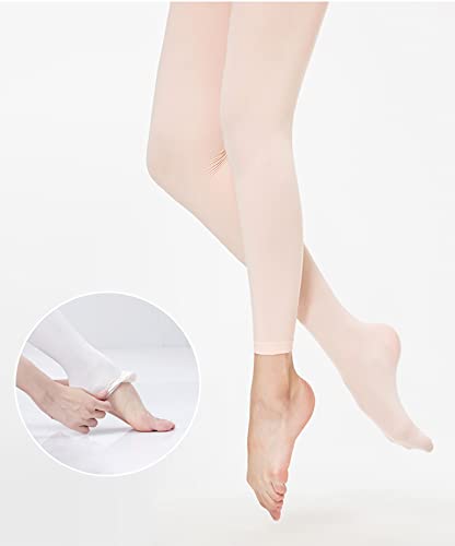 Girls Ballet Dance Tights - Soft Footless Leggings, Ballet Pink, 8-10 Years