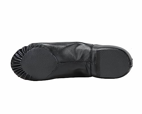 Linodes Unisex PU Leather Slip-on Jazz Shoes for Women & Men, Size 8.5/8, Black