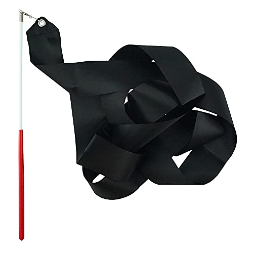 Rhythmic Gymnastics Wand Set - Black Dancing Streamers, 2 Pack