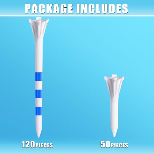 Champkey 170 Pack Assorted Plastic Golf Tees - 3 1/4" & 1 1/2" Long-Lasting Performance, Lower Contact & Enhanced Accuracy - Includes 2 Sizes