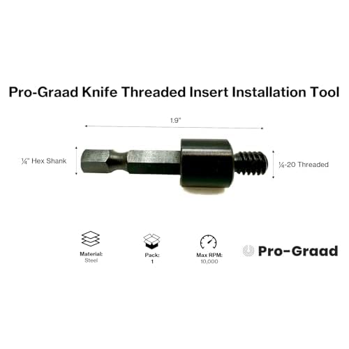R042 1/4-20 Threaded Insert Driver, Knife Threaded Insert Installation Drive Tool, Compatible for use with 1/4-20 Internal Threaded Brass, Stainless & Steel Knife Thread Inserts for Hardwood