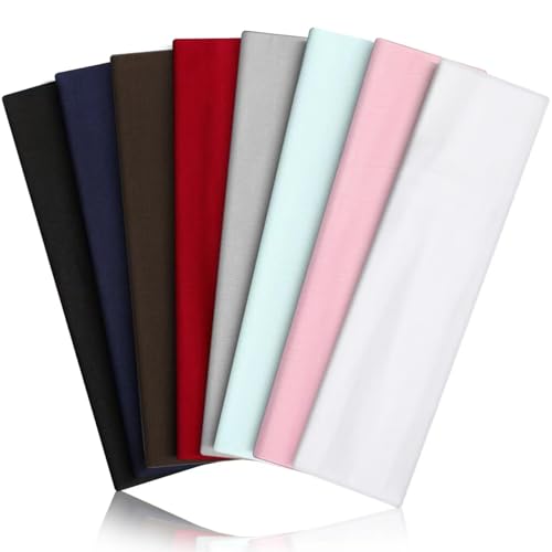 8PCS Elastic Non-Slip Headbands for Women - Black, Navy, Gray, Red, Pink, Green, White