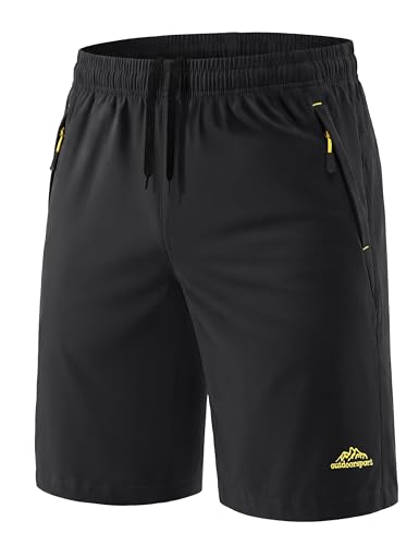 MAGCOMSEN Men's 9" Workout Shorts Black 36 - Quick Dry, Lightweight Athletic Hiking Shorts with 3 Pockets