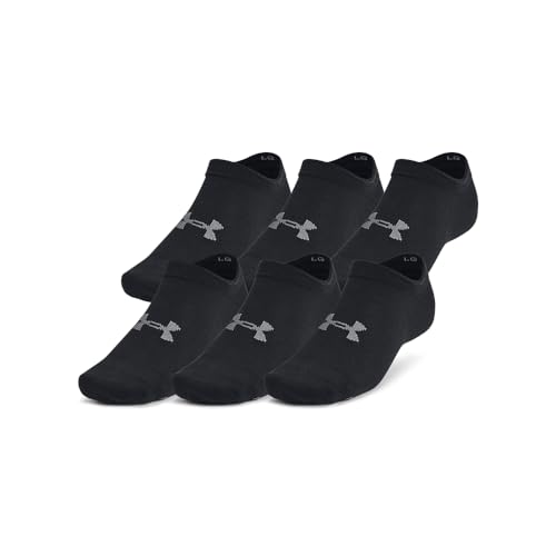 Essential No Show Socks 6 Pack - Large Black & Castlerock
