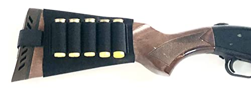 Shotgun Buttstock Shell Holder - 5-Round Elastic Ammo Pouch for 12/20 Gauge