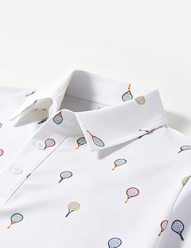 Boys Performance Polo Shirt - Short Sleeve Collared, Size 7-8 Years, White Pink