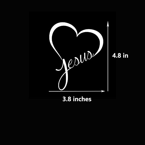 Jesus Heart Vinyl Car Decal Sticker - White for Auto, Truck, Van