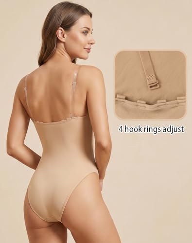 MOLLDAN Women Nude Leotard Camisole Ballet Seamless Dance Undergarment - Small-Medium