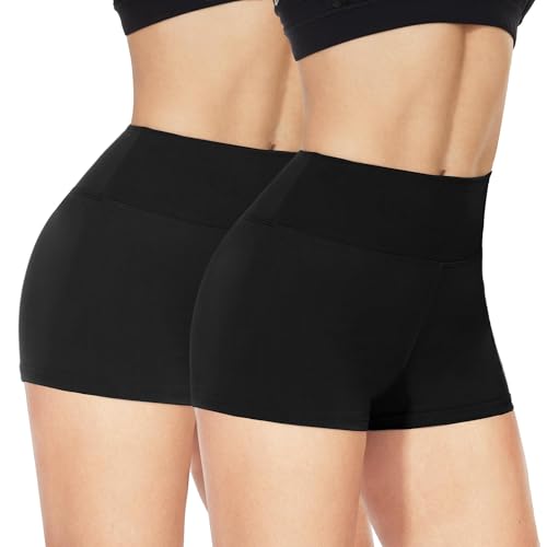 High Waisted Biker Shorts for Women - 3/5/8 Inch Black Spandex for Yoga & Workout