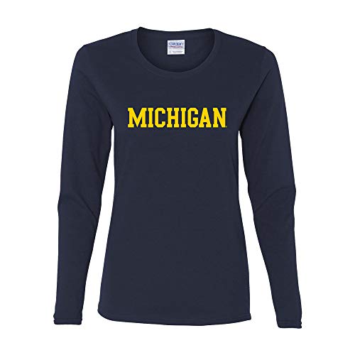 Michigan Wolverines Navy Long Sleeve T-Shirt - Women's College Apparel
