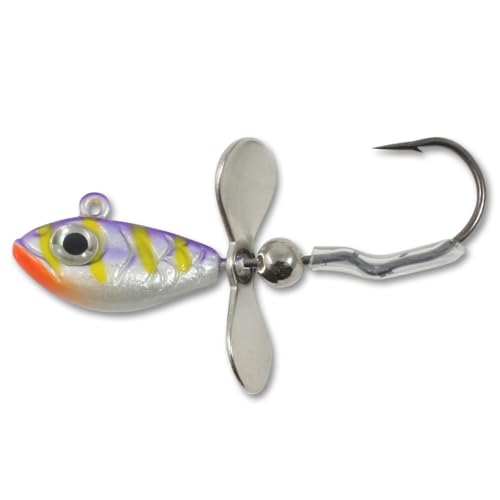Whistler Jig - UV Purple Tiger 1/8 Oz - Fishing Lure for Walleye, Bass