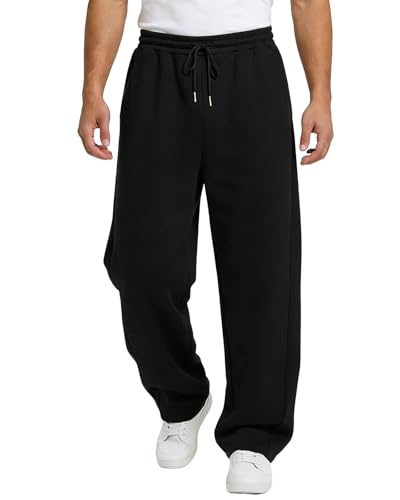 Men's Wide Leg Fleece Lounge Sweatpants with Pockets - BUXKR