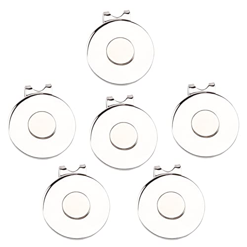 Magnetic Golf Hat Clips with Ball Marker Holder - Silver, 6PCS