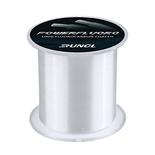 RUNCL PowerFluoro 5 lb Fluorocarbon Fishing Line, 1000 Yards Clear Ice Leader