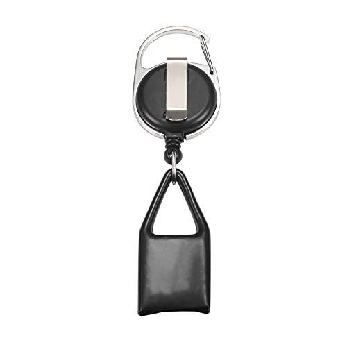 Retractable Lighter Keychain with Belt Clip - Black